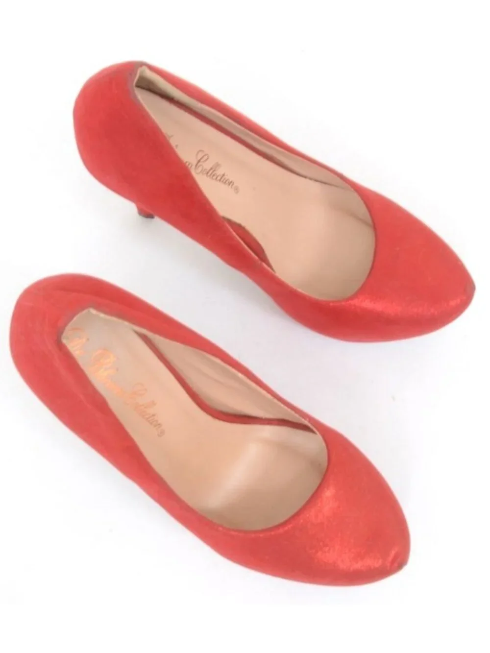 De Blossom Women's 8.5 Red Sparkle Almond Toe Platform Pumps Stiletto Heels